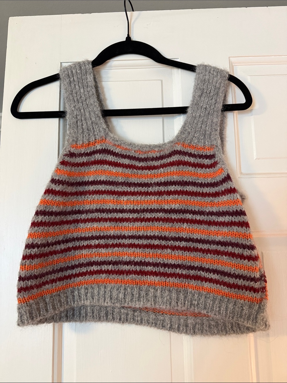 Antik Batik- Striped Knit Cropped Tank - Gray, Burgundy & Orange